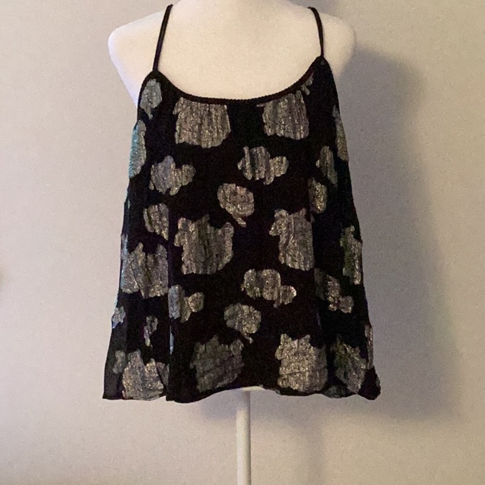 Womens “Lucky Brand” black and sparkly tank top size M